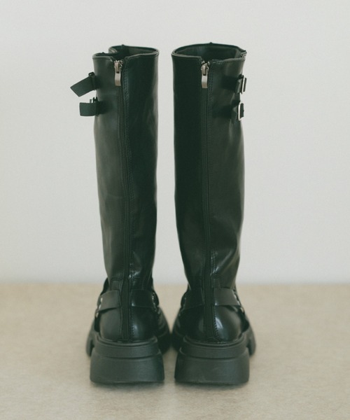 VANNIE U（ヴァニーユー）の「ダブルベルトロングブーツ（ブーツ・レディース・ブラウン/ブラック・S/M/L）」の10枚目の写真