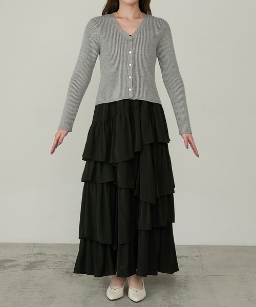 Cherir Mignon(シェリルミニョン)の「【くるみ×Cherir Mignonコラボ】Bloomy frill set one-piece(ワンピース・レディース・ネイビー系/グレー系/ベージュ系・M/S)」の4枚目の写真