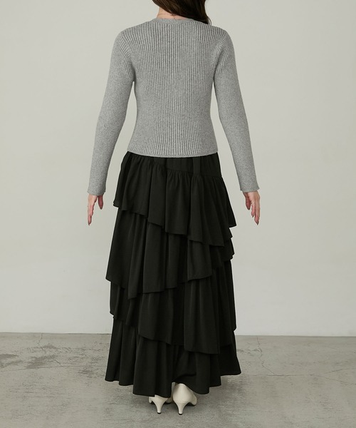 Cherir Mignon(シェリルミニョン)の「【くるみ×Cherir Mignonコラボ】Bloomy frill set one-piece(ワンピース・レディース・ネイビー系/グレー系/ベージュ系・M/S)」の12枚目の写真