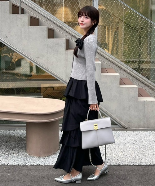 Cherir Mignon(シェリルミニョン)の「【くるみ×Cherir Mignonコラボ】Bloomy frill set one-piece(ワンピース・レディース・ネイビー系/グレー系/ベージュ系・M/S)」の19枚目の写真