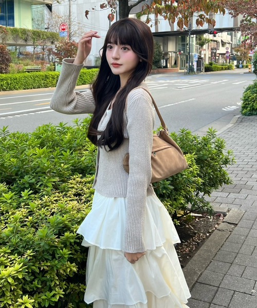 セール】【くるみ×Cherir Mignonコラボ】Bloomy frill set one-piece 