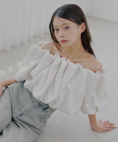 ブラウス　Coco sama SALON by Chico】ギャザーバルーンオフショルブラウス（シャツ