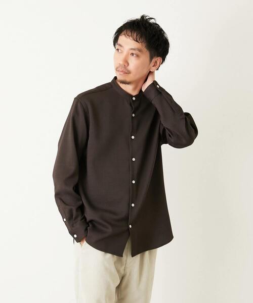 MEN'S MELROSE(メンズメルローズ)の「ウーリースラブオックス スタンダードバンドカラーシャツ(シャツ/ブラウス・メンズ・ブルーグリーン/ブラウン/ネイビー/ホワイト・2/4/3)」の3枚目の写真