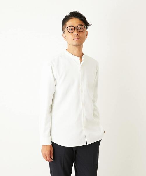 MEN'S MELROSE(メンズメルローズ)の「ウーリースラブオックス スタンダードバンドカラーシャツ(シャツ/ブラウス・メンズ・ブルーグリーン/ブラウン/ネイビー/ホワイト・2/4/3)」の2枚目の写真