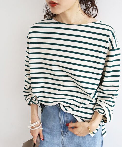 le.coeur blanc(ルクールブラン)の「バスクボーダーロンT(Tシャツ/カットソー・レディース・グリーン系その他/ブルー系その他2/ブラック系その他/ブラウン系その他2・38)」の1枚目の写真