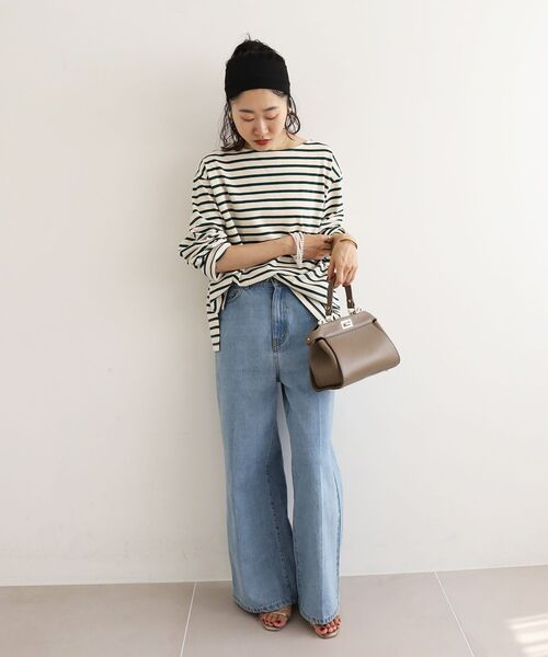 le.coeur blanc(ルクールブラン)の「バスクボーダーロンT(Tシャツ/カットソー・レディース・グリーン系その他/ブルー系その他2/ブラック系その他/ブラウン系その他2・38)」の8枚目の写真