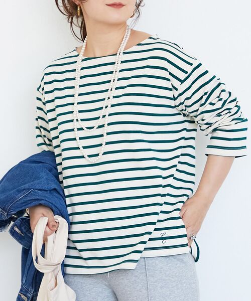 le.coeur blanc(ルクールブラン)の「バスクボーダーロンT(Tシャツ/カットソー・レディース・グリーン系その他/ブルー系その他2/ブラック系その他/ブラウン系その他2・38)」の12枚目の写真