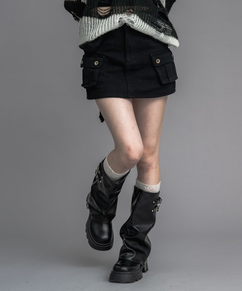 17HR(セブンティーンアワーズ)の「カーゴミニスカート(スカート・レディース・カーキ/ブラック/カモフラージュ・FREE)」の2枚目の写真