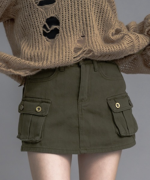17HR(セブンティーンアワーズ)の「カーゴミニスカート(スカート・レディース・カーキ/ブラック/カモフラージュ・FREE)」の8枚目の写真