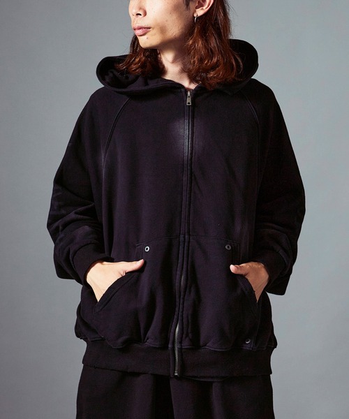 Theater code（シアターコード）の「Raglan Silhouette Zip-Up Hoodie/ラグランシルエット ジップアップパーカー 2026年 夏 夏服メンズ（パーカー・メンズ・ブラック/ベージュ・L/M）」の4枚目の写真