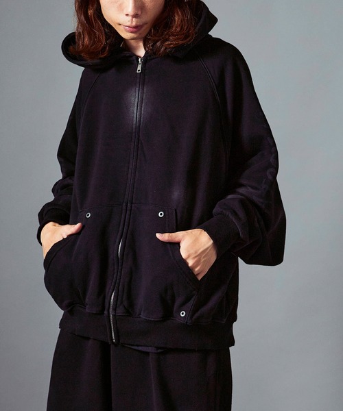 Theater code（シアターコード）の「Raglan Silhouette Zip-Up Hoodie/ラグランシルエット ジップアップパーカー 2026年 夏 夏服メンズ（パーカー・メンズ・ブラック/ベージュ・L/M）」の5枚目の写真