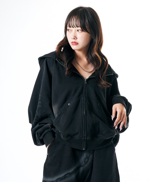 Theater code（シアターコード）の「Raglan Silhouette Zip-Up Hoodie/ラグランシルエット ジップアップパーカー 2026年 夏 夏服メンズ（パーカー・メンズ・ブラック/ベージュ・L/M）」の13枚目の写真