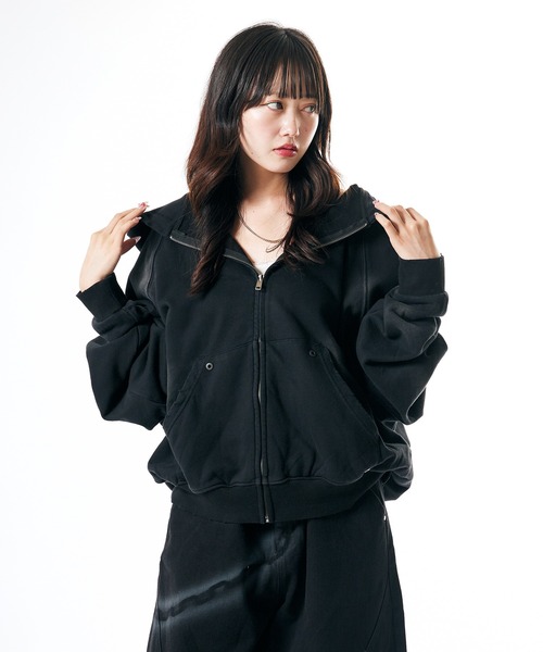Theater code（シアターコード）の「Raglan Silhouette Zip-Up Hoodie/ラグランシルエット ジップアップパーカー 2026年 夏 夏服メンズ（パーカー・メンズ・ブラック/ベージュ・L/M）」の12枚目の写真