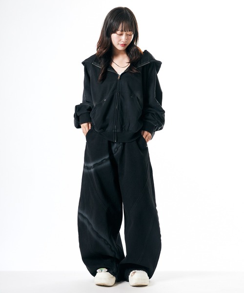 Theater code（シアターコード）の「Raglan Silhouette Zip-Up Hoodie/ラグランシルエット ジップアップパーカー 2026年 夏 夏服メンズ（パーカー・メンズ・ブラック/ベージュ・L/M）」の18枚目の写真