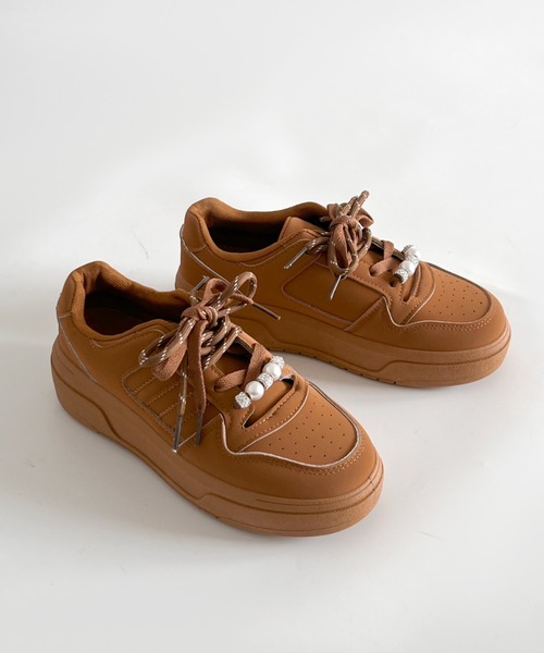 Shoes in Closet(シューズインクローゼット)の「厚底 パールチャーム付 ダブルシューレース コート スニーカー 5434(スニーカー・レディース・ブラック系その他6/イエロー系その他6・M/S/LL/L)」の20枚目の写真