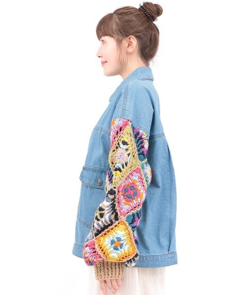 チチカカ(チチカカ)の「Rico ハンドクロシェスリーブデニムジャケット(デニムジャケット・レディース・ブルー/ブラック・FREE)」の9枚目の写真