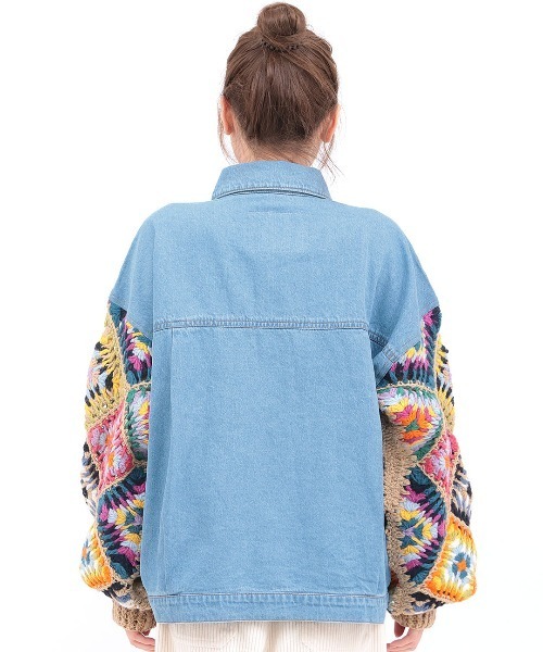 チチカカ(チチカカ)の「Rico ハンドクロシェスリーブデニムジャケット(デニムジャケット・レディース・ブルー/ブラック・FREE)」の10枚目の写真