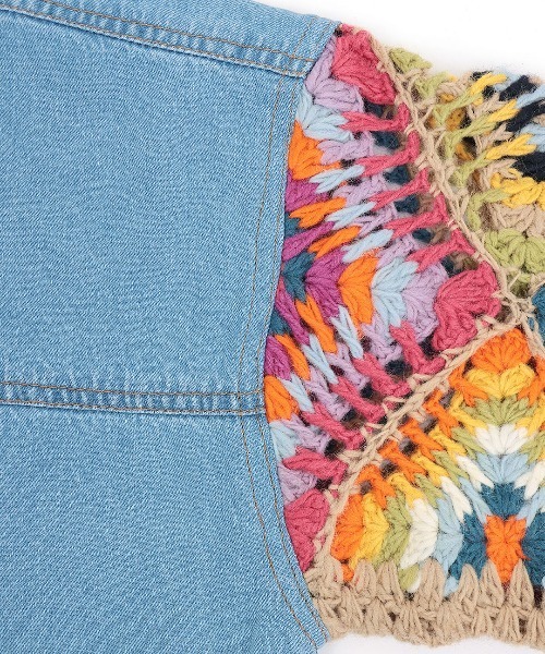 チチカカ(チチカカ)の「Rico ハンドクロシェスリーブデニムジャケット(デニムジャケット・レディース・ブルー/ブラック・FREE)」の14枚目の写真