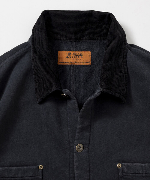 UNIVERSAL OVERALL(ユニバーサルオーバーオール)の「UNIVERSAL OVERALL/ユニバーサルオーバーオール 別注 パウダー加工 衿コーデュロイ切り替え スウェット カバーオール(ブルゾン・メンズ・ブラウン/チャコールグレー・LARGE/MEDIUM)」の6枚目の写真