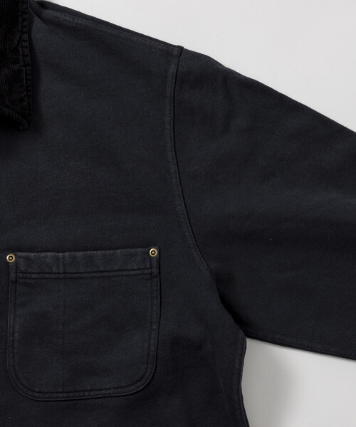 UNIVERSAL OVERALL(ユニバーサルオーバーオール)の「UNIVERSAL OVERALL/ユニバーサルオーバーオール 別注 パウダー加工 衿コーデュロイ切り替え スウェット カバーオール(ブルゾン・メンズ・ブラウン/チャコールグレー・LARGE/MEDIUM)」の8枚目の写真