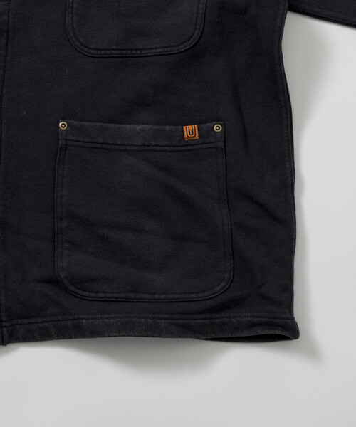 UNIVERSAL OVERALL(ユニバーサルオーバーオール)の「UNIVERSAL OVERALL/ユニバーサルオーバーオール 別注 パウダー加工 衿コーデュロイ切り替え スウェット カバーオール(ブルゾン・メンズ・ブラウン/チャコールグレー・LARGE/MEDIUM)」の10枚目の写真