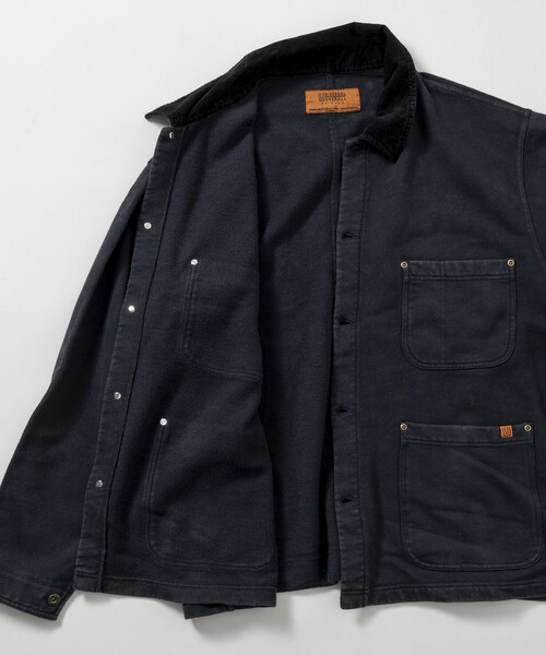 UNIVERSAL OVERALL(ユニバーサルオーバーオール)の「UNIVERSAL OVERALL/ユニバーサルオーバーオール 別注 パウダー加工 衿コーデュロイ切り替え スウェット カバーオール(ブルゾン・メンズ・ブラウン/チャコールグレー・LARGE/MEDIUM)」の14枚目の写真