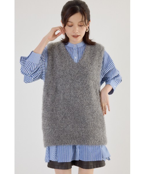 RODEO CROWNS WIDE BOWL(ロデオクラウンズワイドボウル)の「シャギーニットベスト(ベスト・レディース・グレー/アイボリー/ブラウン系その他・FREE)」の4枚目の写真