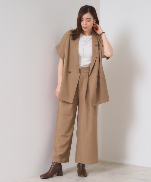 セール】【手洗い可／セットアップ可】5分袖ジャケット（テーラード