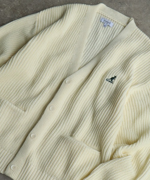KANGOL(カンゴール)の「【KANGOL/カンゴール】ロゴ刺繍 畦編み Vネック ニット カーディガン(カーディガン/ボレロ・メンズ・ブラック/ベージュ/ネイビー/アイボリー・M/L/XL)」の2枚目の写真