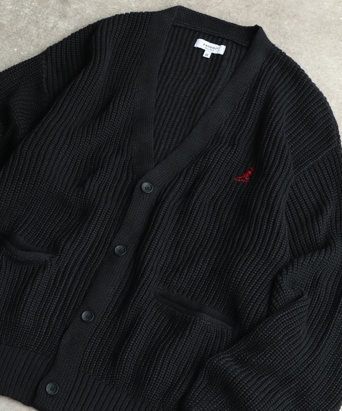 KANGOL(カンゴール)の「【KANGOL/カンゴール】ロゴ刺繍 畦編み Vネック ニット カーディガン(カーディガン/ボレロ・メンズ・ブラック/ベージュ/ネイビー/アイボリー・M/L/XL)」の3枚目の写真