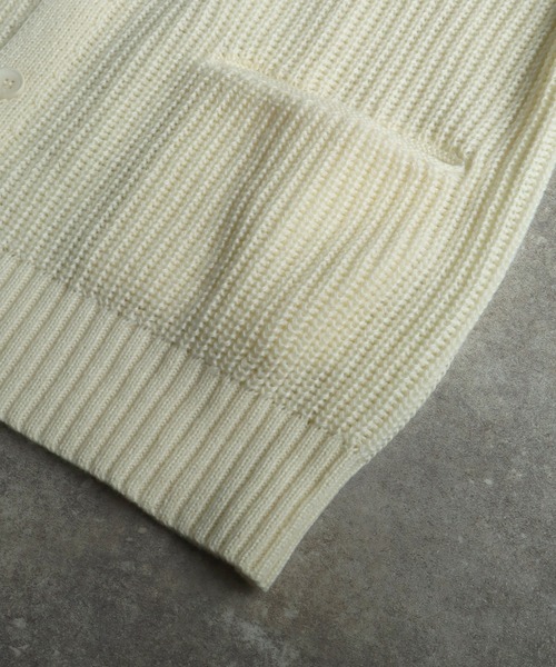 KANGOL(カンゴール)の「【KANGOL/カンゴール】ロゴ刺繍 畦編み Vネック ニット カーディガン(カーディガン/ボレロ・メンズ・ブラック/ベージュ/ネイビー/アイボリー・M/L/XL)」の5枚目の写真