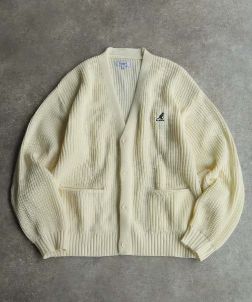 KANGOL(カンゴール)の「【KANGOL/カンゴール】ロゴ刺繍 畦編み Vネック ニット カーディガン(カーディガン/ボレロ・メンズ・ブラック/ベージュ/ネイビー/アイボリー・M/L/XL)」の14枚目の写真