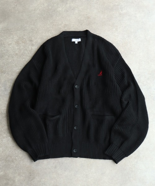 KANGOL(カンゴール)の「【KANGOL/カンゴール】ロゴ刺繍 畦編み Vネック ニット カーディガン(カーディガン/ボレロ・メンズ・ブラック/ベージュ/ネイビー/アイボリー・M/L/XL)」の11枚目の写真