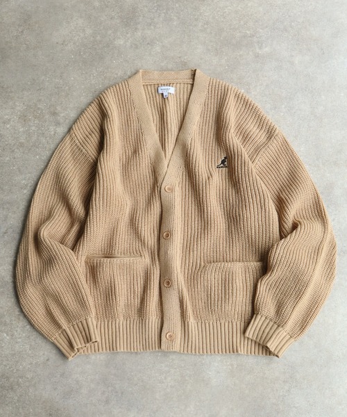 KANGOL(カンゴール)の「【KANGOL/カンゴール】ロゴ刺繍 畦編み Vネック ニット カーディガン(カーディガン/ボレロ・メンズ・ブラック/ベージュ/ネイビー/アイボリー・M/L/XL)」の12枚目の写真