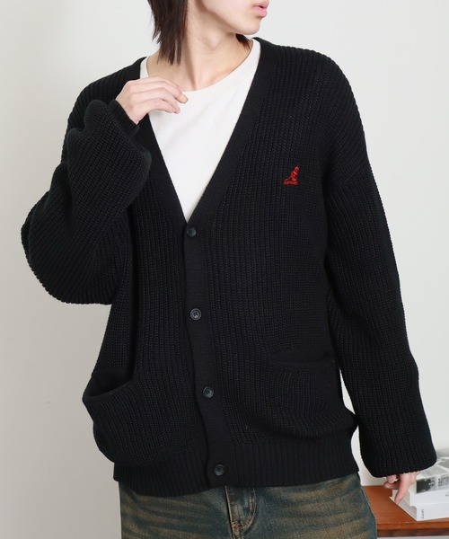 KANGOL(カンゴール)の「【KANGOL/カンゴール】ロゴ刺繍 畦編み Vネック ニット カーディガン(カーディガン/ボレロ・メンズ・ブラック/ベージュ/ネイビー/アイボリー・M/L/XL)」の15枚目の写真