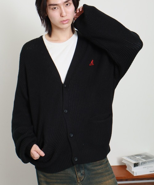 KANGOL(カンゴール)の「【KANGOL/カンゴール】ロゴ刺繍 畦編み Vネック ニット カーディガン(カーディガン/ボレロ・メンズ・ブラック/ベージュ/ネイビー/アイボリー・M/L/XL)」の16枚目の写真