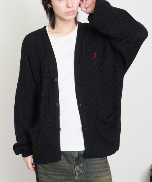 KANGOL(カンゴール)の「【KANGOL/カンゴール】ロゴ刺繍 畦編み Vネック ニット カーディガン(カーディガン/ボレロ・メンズ・ブラック/ベージュ/ネイビー/アイボリー・M/L/XL)」の19枚目の写真