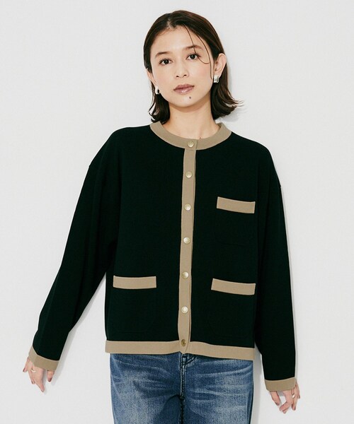 UNTITLED(アンタイトル)の「【TRADITIONAL WEATHERWEAR】ARKLEY KNIT カーディガン(カーディガン/ボレロ・レディース・ブラック系4/ブラック/ベージュ系4・02)」の2枚目の写真