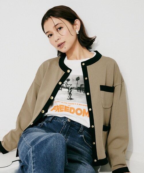 UNTITLED(アンタイトル)の「【TRADITIONAL WEATHERWEAR】ARKLEY KNIT カーディガン(カーディガン/ボレロ・レディース・ブラック系4/ブラック/ベージュ系4・02)」の3枚目の写真