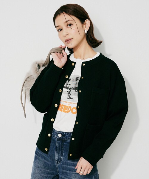 UNTITLED(アンタイトル)の「【TRADITIONAL WEATHERWEAR】ARKLEY KNIT カーディガン(カーディガン/ボレロ・レディース・ブラック系4/ブラック/ベージュ系4・02)」の1枚目の写真