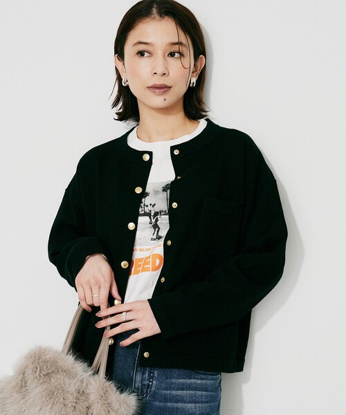UNTITLED(アンタイトル)の「【TRADITIONAL WEATHERWEAR】ARKLEY KNIT カーディガン(カーディガン/ボレロ・レディース・ブラック系4/ブラック/ベージュ系4・02)」の5枚目の写真