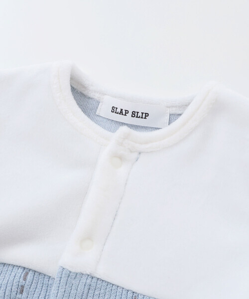 SLAP SLIP BABY（スラップスリップベビー）の「【お揃い】アニマルクマ恐竜おもちゃ切り替え2WAYオールベビー(50~70cm)（ロンパース・キッズ・ブルー/ベージュ・FREE）」の17枚目の写真