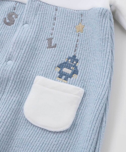 SLAP SLIP BABY（スラップスリップベビー）の「【お揃い】アニマルクマ恐竜おもちゃ切り替え2WAYオールベビー(50~70cm)（ロンパース・キッズ・ブルー/ベージュ・FREE）」の13枚目の写真