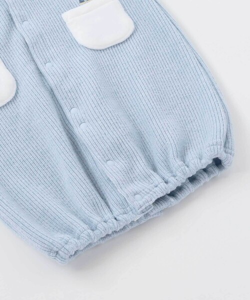 SLAP SLIP BABY（スラップスリップベビー）の「【お揃い】アニマルクマ恐竜おもちゃ切り替え2WAYオールベビー(50~70cm)（ロンパース・キッズ・ブルー/ベージュ・FREE）」の7枚目の写真