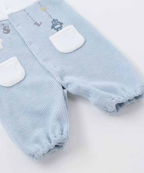 SLAP SLIP BABY（スラップスリップベビー）の「【お揃い】アニマルクマ恐竜おもちゃ切り替え2WAYオールベビー(50~70cm)（ロンパース・キッズ・ブルー/ベージュ・FREE）」の14枚目の写真