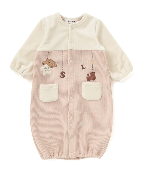 SLAP SLIP BABY（スラップスリップベビー）の「【お揃い】アニマルクマ恐竜おもちゃ切り替え2WAYオールベビー(50~70cm)（ロンパース・キッズ・ブルー/ベージュ・FREE）」の15枚目の写真