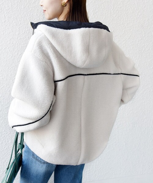 SHIPS（シップス）の「【WEB限定】ボア 配色 フード ブルゾン