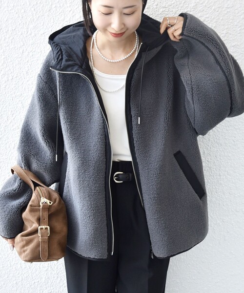 WEB限定】ボア 配色 フード ブルゾン（ブルゾン）｜SHIPS（シップス