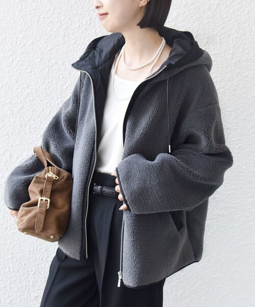 即発送★SHIPS for women【WEB限定】ボア 配色 フード ブルゾン WEB限定】ボア 配色 フード ブルゾン（ブルゾン）｜SHIPS（シップス