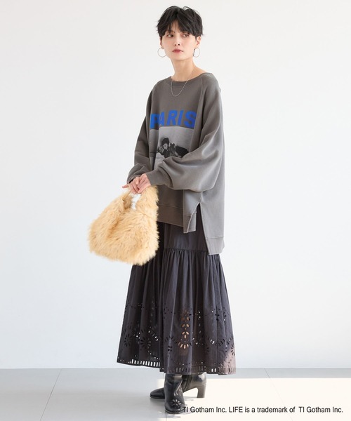 GOOD ROCK SPEED（グッドロックスピード）の「BARNYARDSTORM / 別注【LIFE PICTURE COLLECTION】ラグランスウェット（スウェット・レディース・チャコール/ベージュ・FREE）」の6枚目の写真